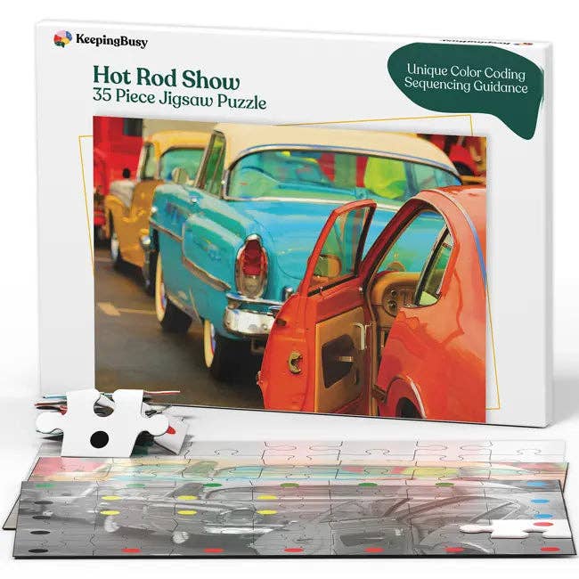 Hot Rod Show - 35 Piece Sequenced Jigsaw Puzzle for wholesale by Keeping Busy