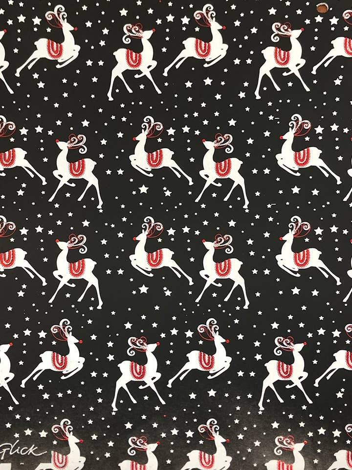 SINGLE SHEET GIFTWRAP DEER LEAP FOIL for wholesale by Notes & Queries, Inc.