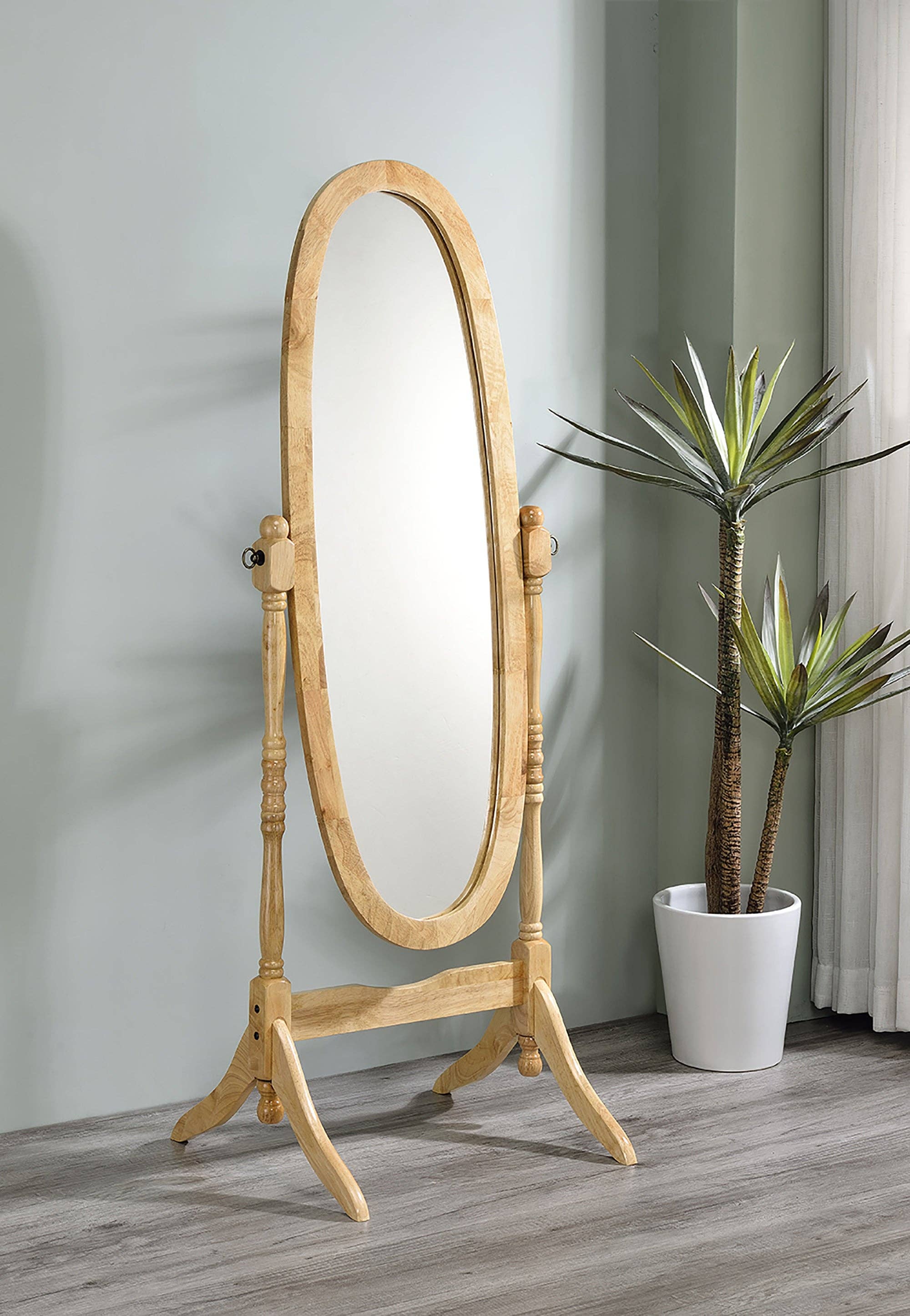 39F Inc. - Wholesale Floor Mirror - 59.25'' Oval Wooden Standing Floor Mirror in Natural Finish2