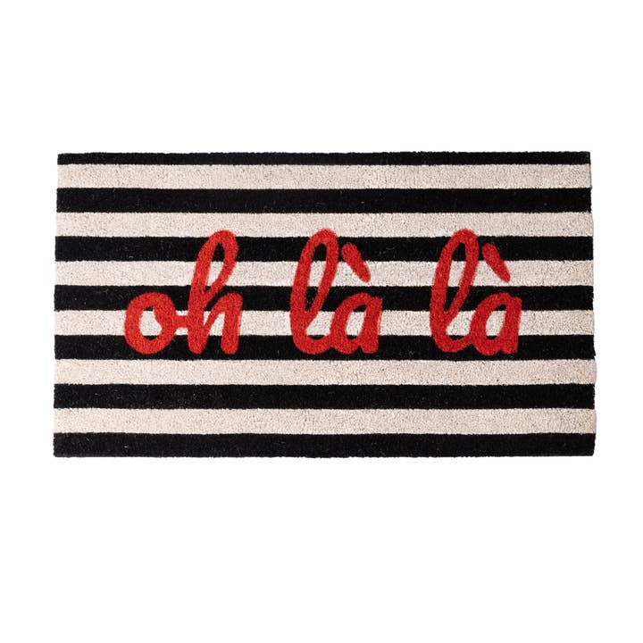Felpudo "oh là là" rayas blanco y negro para venta al por mayor de Fisura