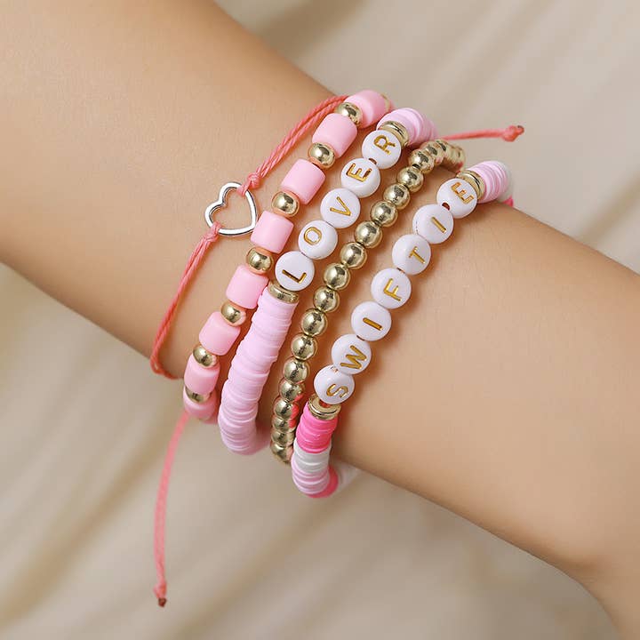 Comely Fashion – Conjunto de joias por atacado – Conjunto de 5 Pulseiras Amizade Swiftie