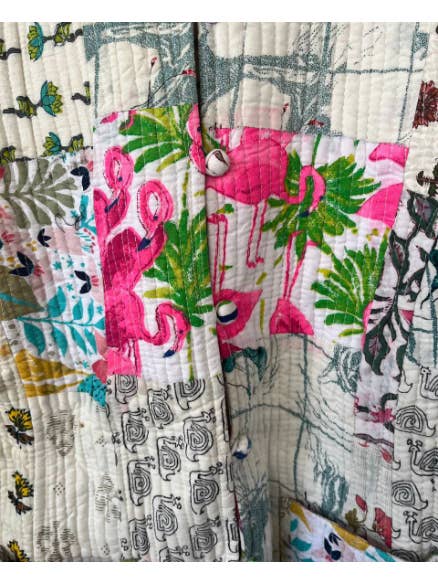 White Indian Cotton Patchwork Jacket Handmade Quilted Jacket for wholesale on Faire1