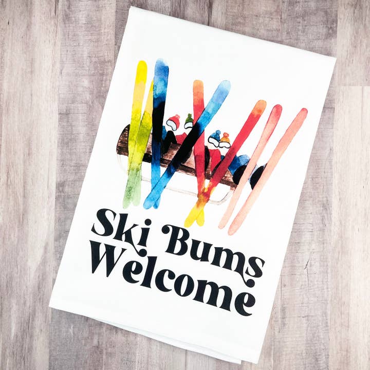 Ski Bums Welcome Tea Towel for wholesale by Suburban Soiree