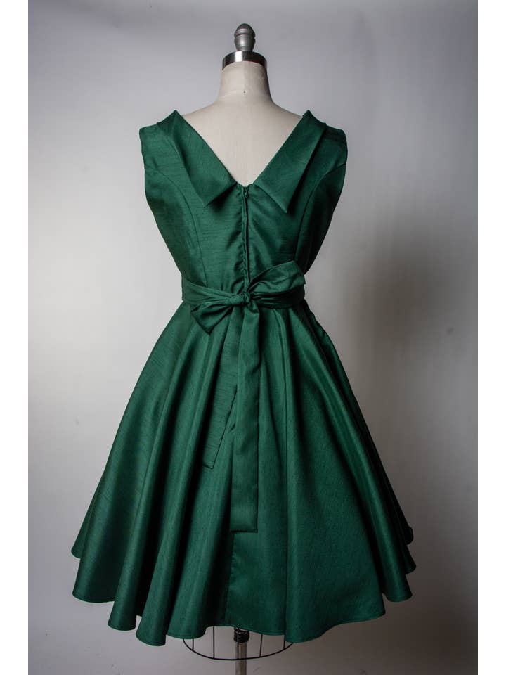 Heart of Haute - Wholesale Dress - Women's - MTO- Suzette Dress, Green Shantung 2
