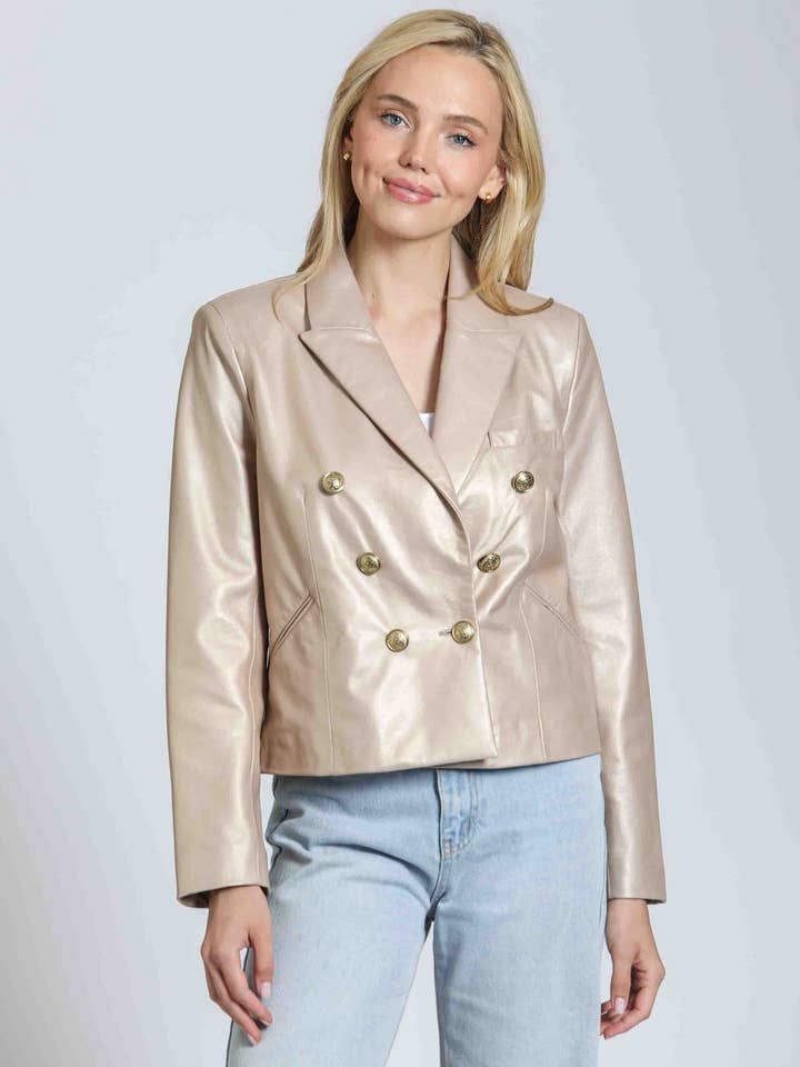 Kort jasje met dubbele rij knopen en kuifknopen - lichtgoud voor wholesale door 11Uptown