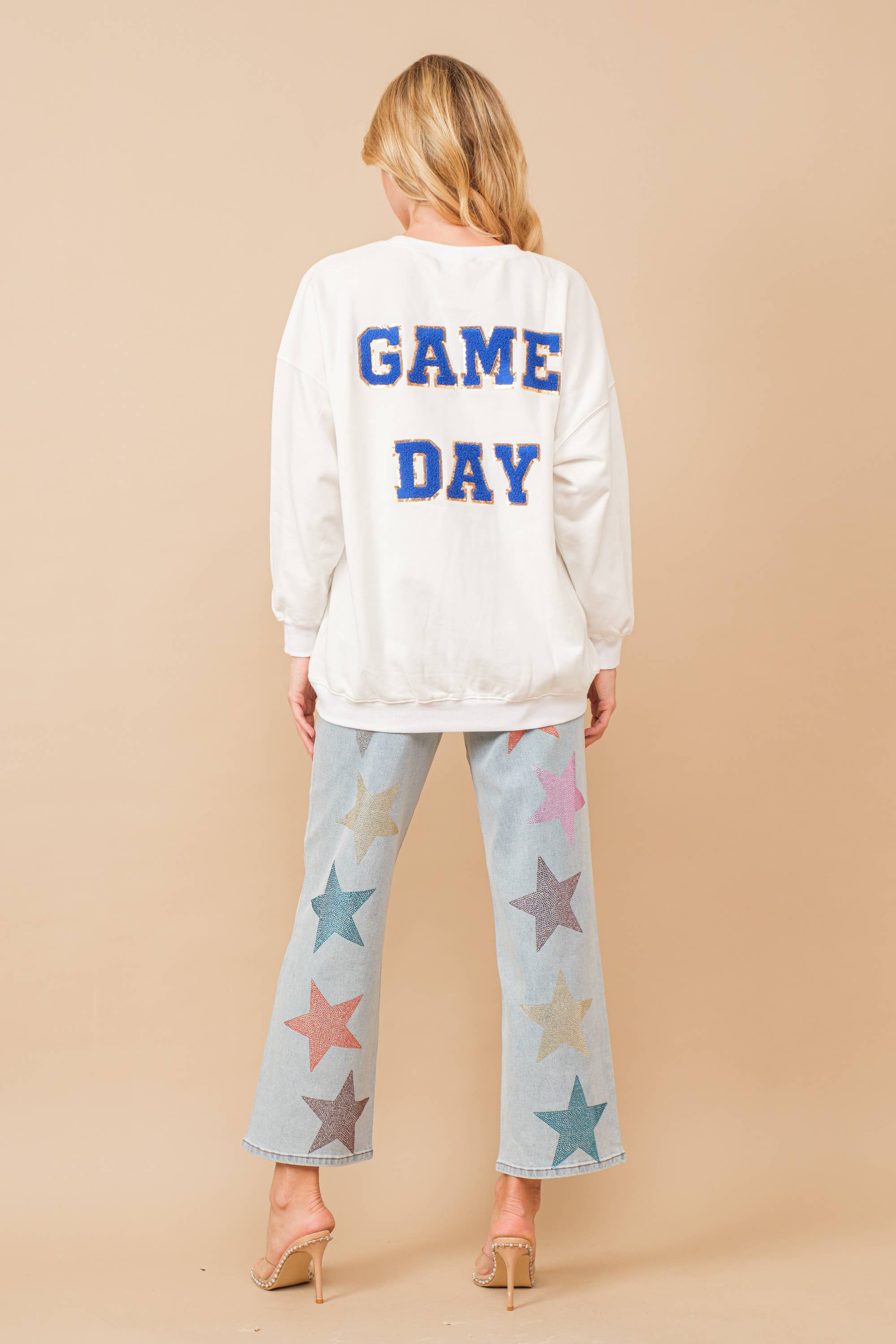 Blue B - Wholesale Sweatshirt - Women's - 34253T - Fleece Terry Football Sequin Fringe Sweatshirt6