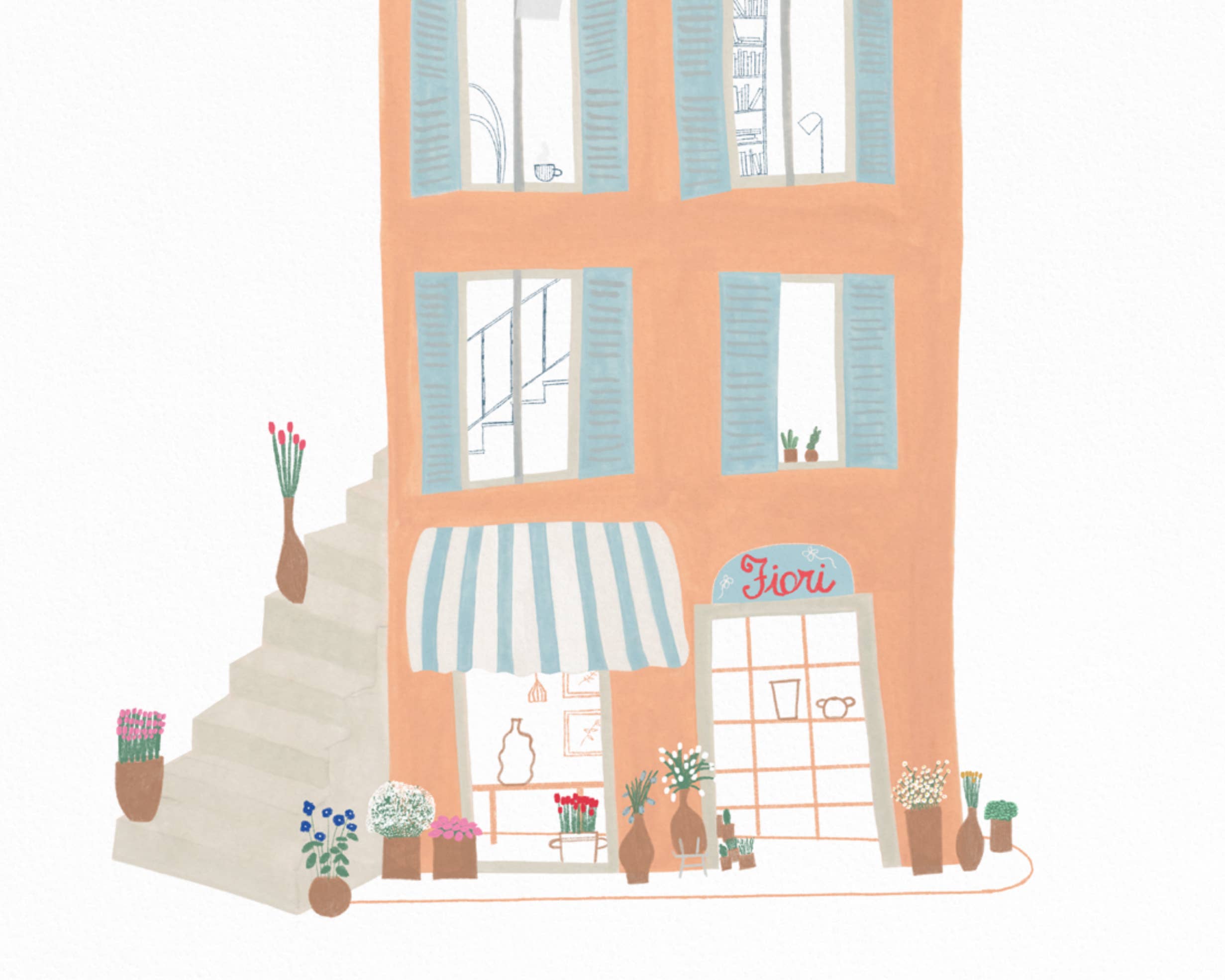 Raccontin - Wholesale Art Print - HOUSES - PORTOFINO FIORI - FLOWER SHOP5