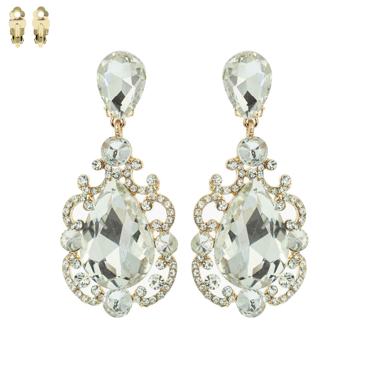 SP Sophia Collection - Wholesale Clip-On Earrings - Chandelier Stone Clip On Earrings2