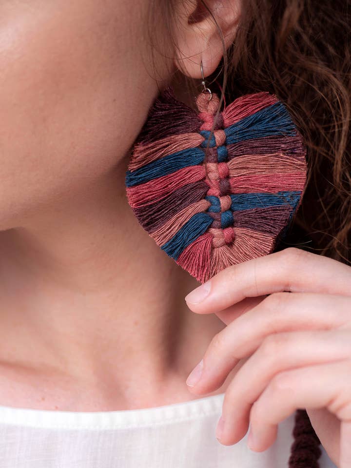 Macrame knotted earrings for wholesale by Besoph
