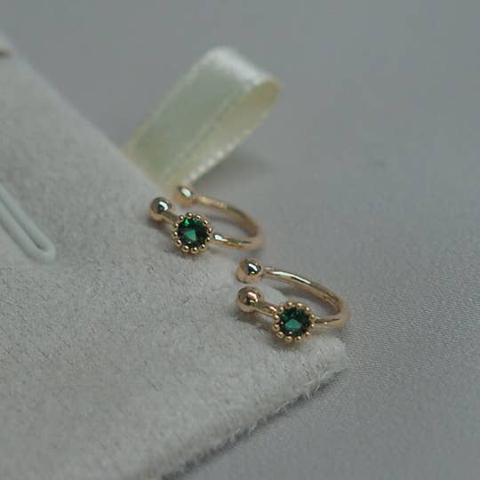 925 Sterling Silver Emerald Ear Cuffs for wholesale by happyzzzsu