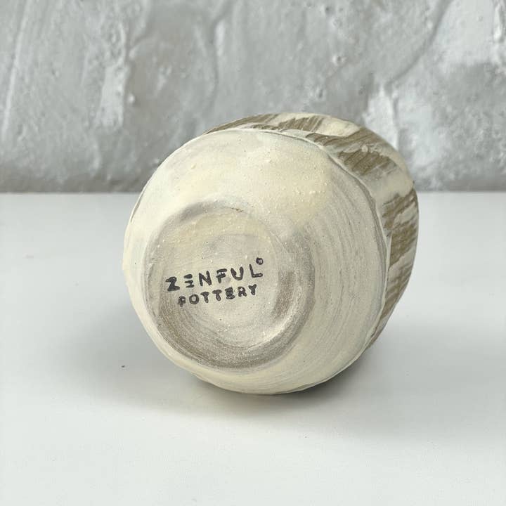 Zenful Pottery - Wholesale Coffee/Tea Cup - Hakeme Collection - Textured Stoneware Yunomi Teacup4