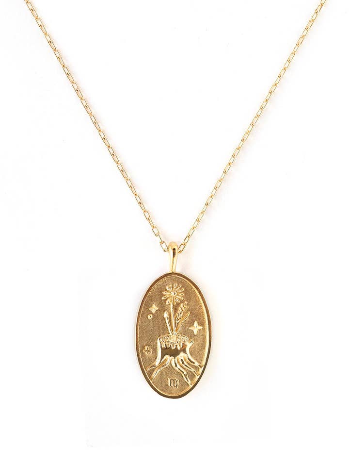Virgo | Gold Zodiac Necklace for wholesale by wellDunn jewelry