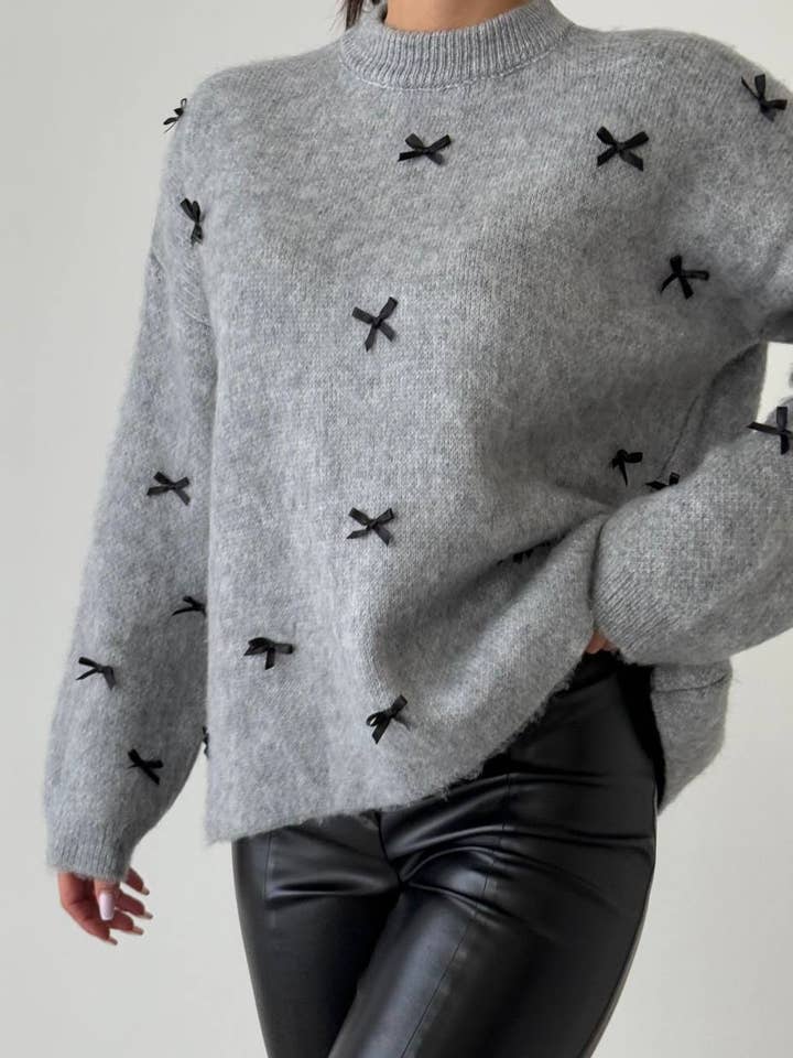 Anaz - Wholesale Knit Sweater - Women's - Bow Crewneck Sweater3