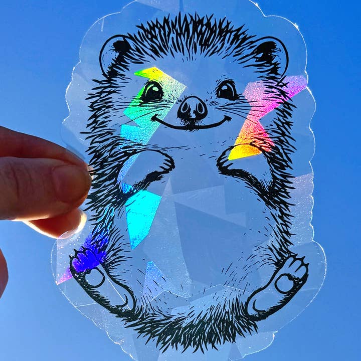 Hedgehog Suncatcher Sticker | Rainbow Window Decal for wholesale by Art by Sharell