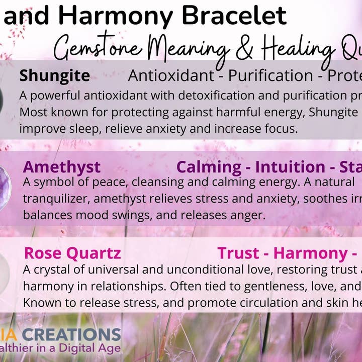 Karelia Creations - Venta al por mayor Pulsera de cuentas - Niños - Pulsera de protección para niños | Cuarzo rosa amatista de shungita