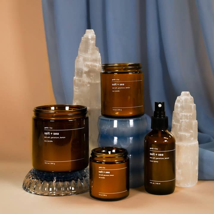 gold + ivy – Spray de quarto e roupa por atacado – sal+névoa de pulverização da sala do mar - sal marinho, gerânio, limão4