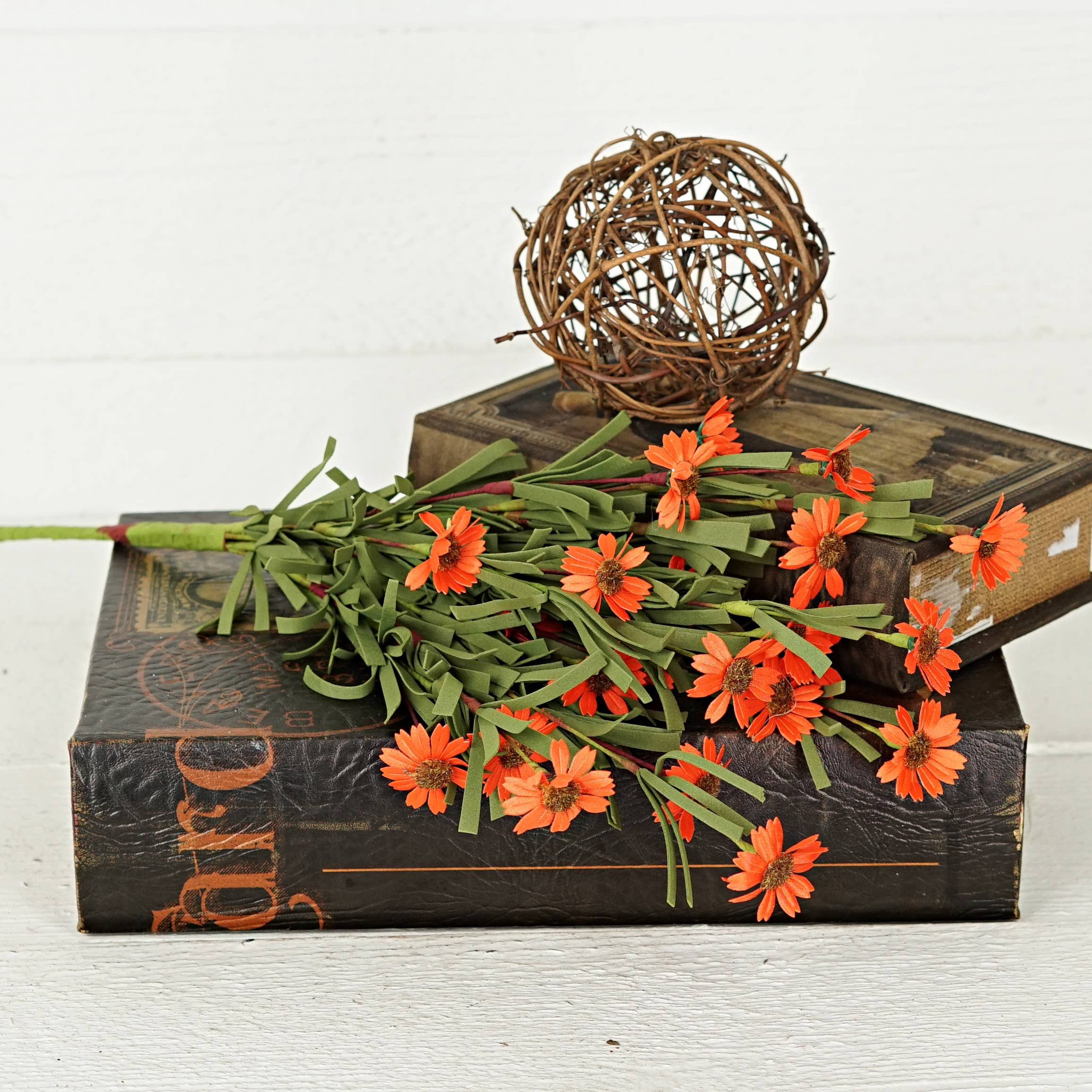 Holiday Depot Inc. - Wholesale Artificial Flowers - ISB61501-18in Mini Mountain Daisy Bush-ORANGE color3