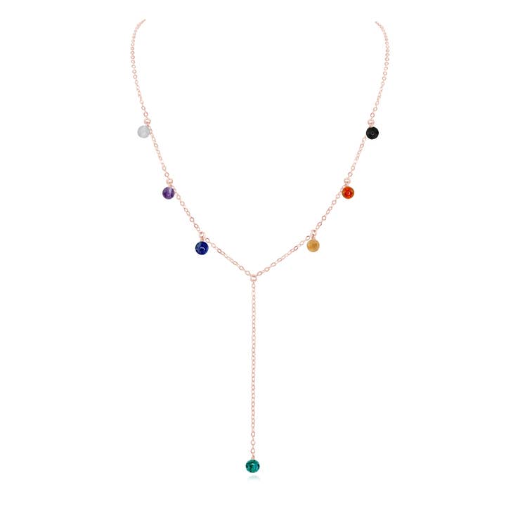 Luna Tide - Wholesale Y-neck/lariat necklace - Chakra Crystals Boho Lariat Necklace3