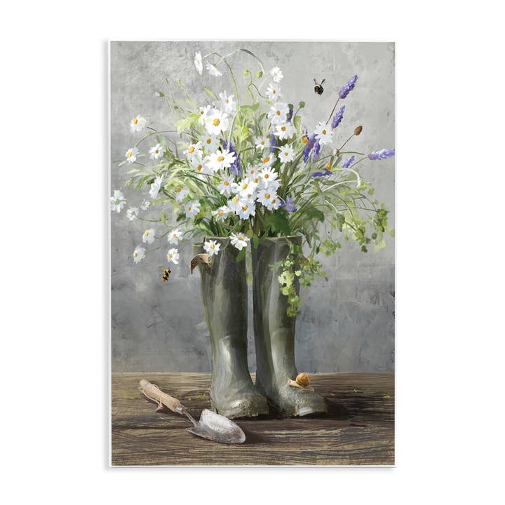 Stupell Industries – wholesale Wall sign – Gardening Boots Bouquet - Unframed Wall Art