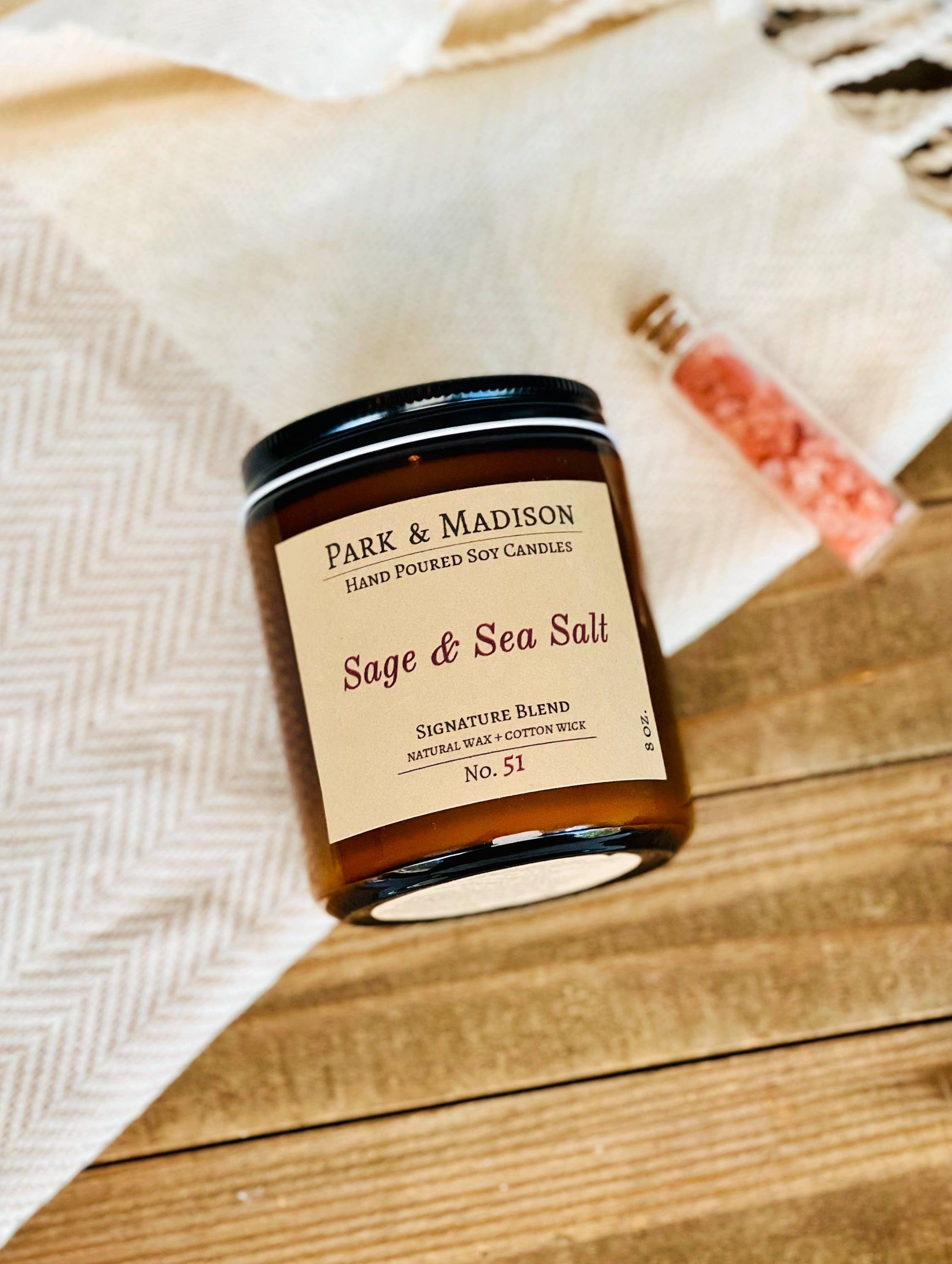 Park & Madison - Vendita all'ingrosso Candela in vasetto - Candela di soia con salvia e sale marino