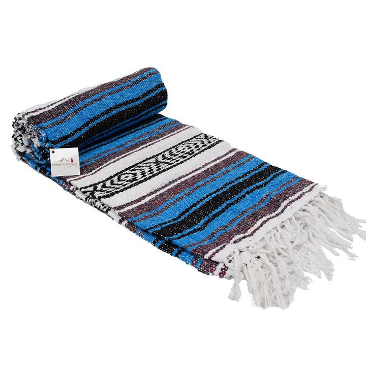 West Path - Wholesale Throw Blanket - Bright Blue Mexican Falsa Blanket