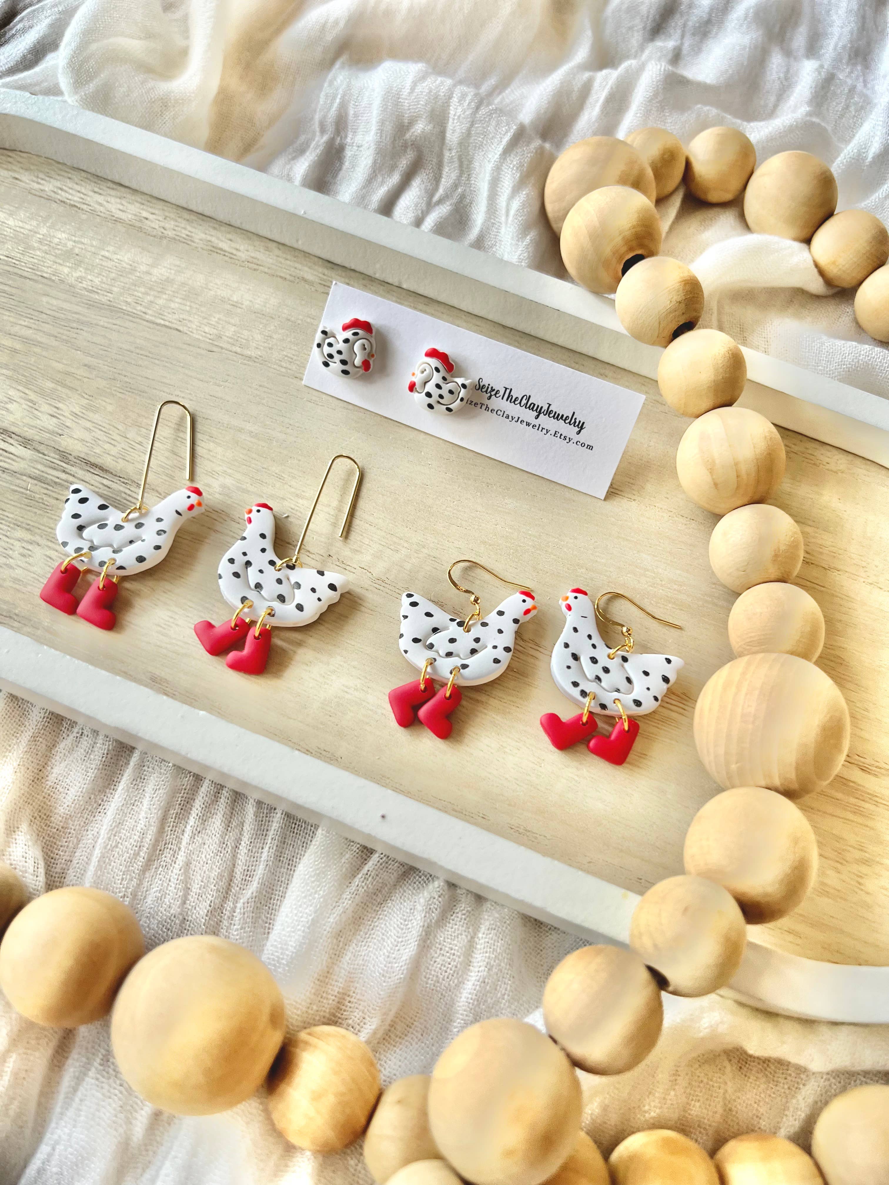 SeizeTheClayJewelry – Brincos de argola por atacado – Brincos de Galinha em Barro, Brincos de Galinha, Brincos de Animais de Quinta5