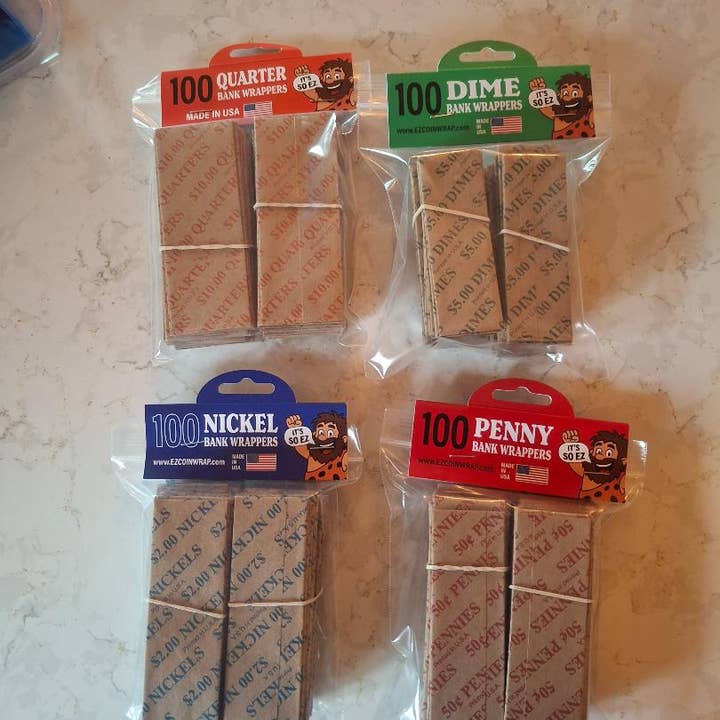 Funcell Enterprises LLC - Wholesale Money/Piggy Bank - Coin Wrappers for Penny, Nickel, Dimes & Quarters. 100 Packs