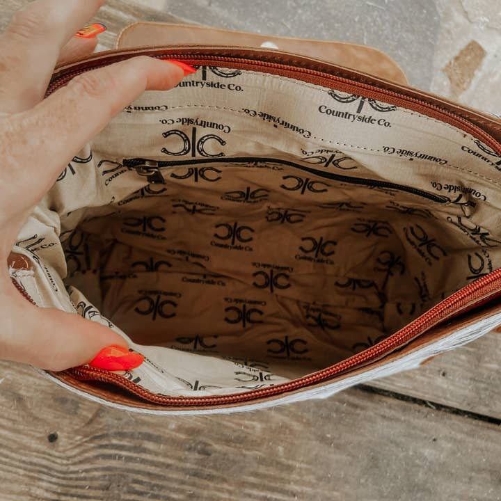Texas Western Cowhide Bags and More – wholesale Tote bag – Women's – Tooled Leather Detailed Cowhide Purse, Shoulder Bag