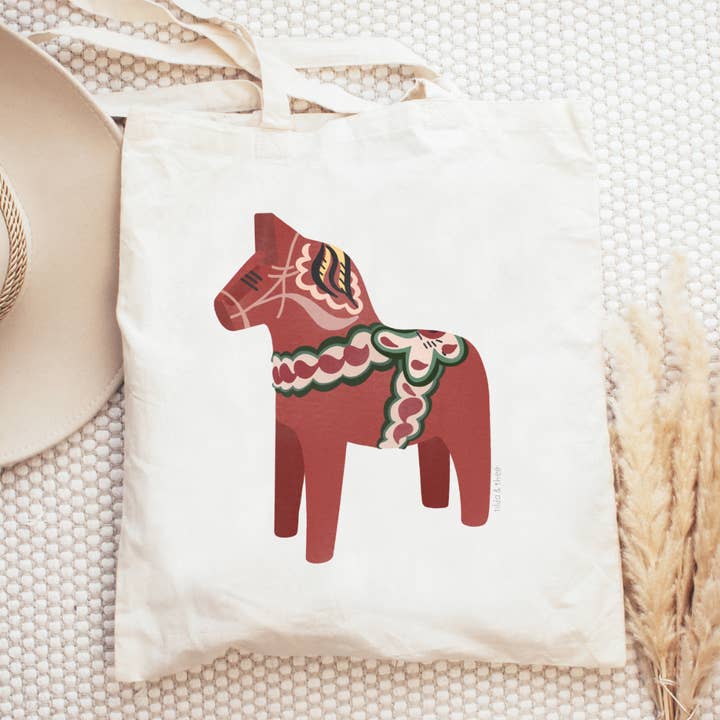 Tilda&Theo – wholesale Tote bag – Women's – Dalapferd Tote Bag - Sweden Jute Bag4