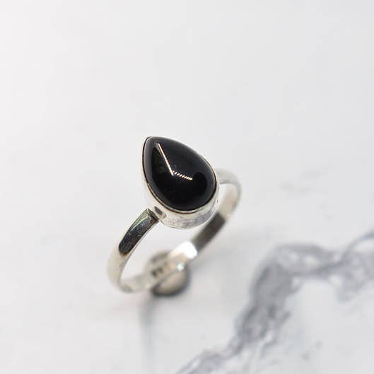 925 Sterling Silver Water Drop onyx Stone Ring for wholesale by JorieJewelry