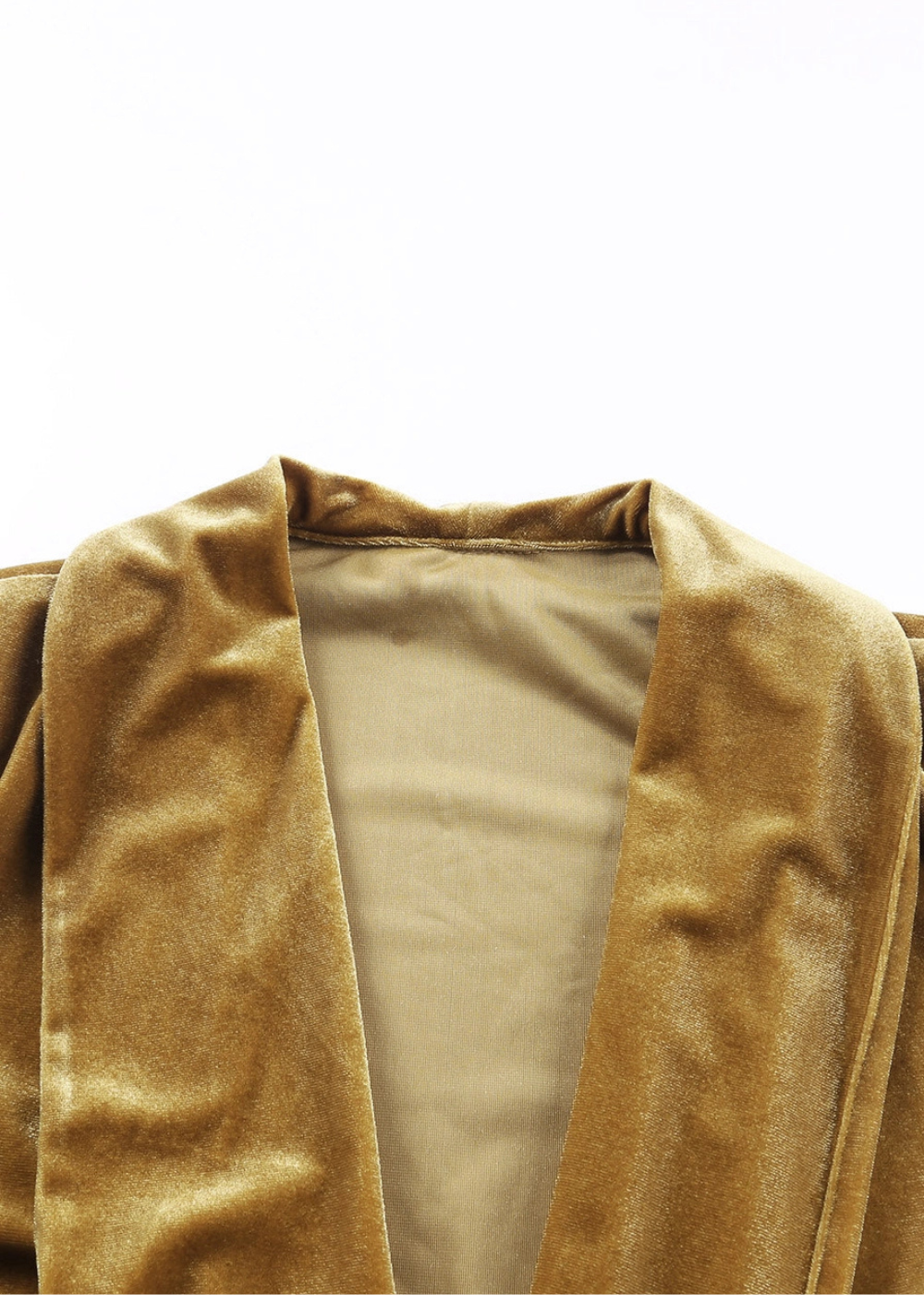 Pretty Attitude Clothing - EU - Vente Kimono – femme - Cardigan kimono en velours doré style années 70 à ouverture frontale5