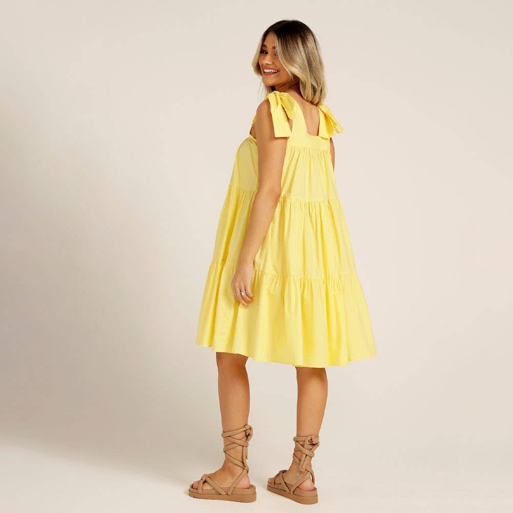 Love, Bonfire the Label - Wholesale Dress - Women's - Cotton Mini Swing Dress - Lemon Yellow5