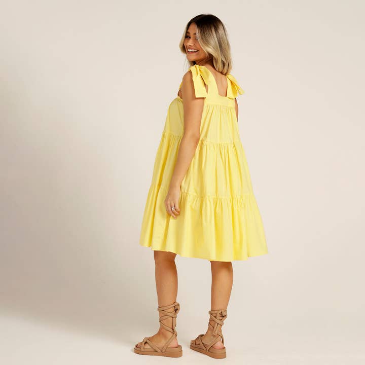 Love, Bonfire the Label - Wholesale Dress - Women's - Cotton Mini Swing Dress - Lemon Yellow5