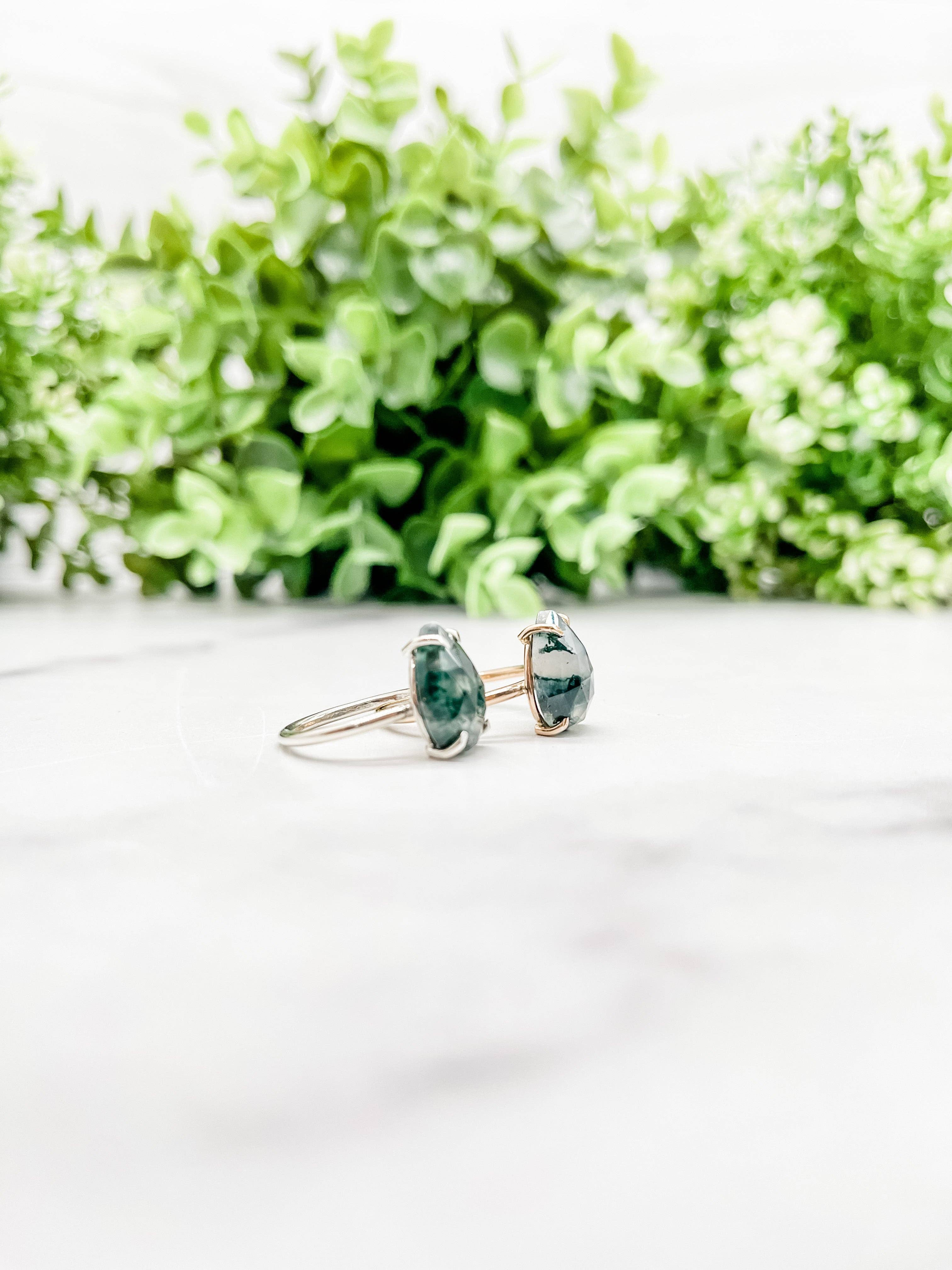 Simply Chic Jewelry - Vente Solitaire - Bague poire en agate mousse3