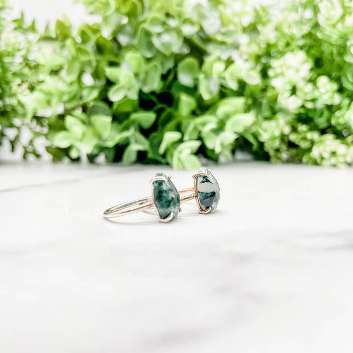 Simply Chic Jewelry - Vente Solitaire - Bague poire en agate mousse3