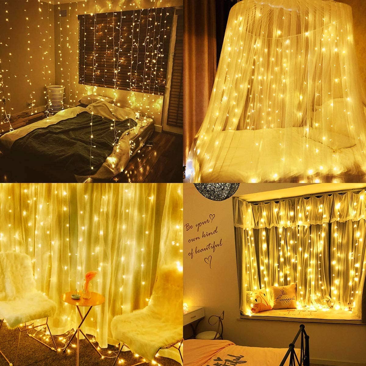 YI LIGHTING LLC - Wholesale String Lights - 6.6ft x 9.8ft LED Curtain String Light 300-LED with Remote6
