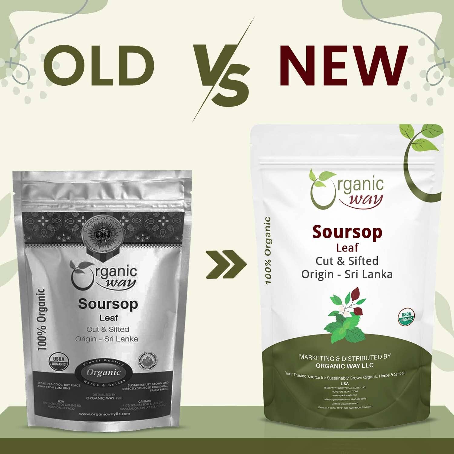 Organic Way LLC – wholesale Herbs – Dried Soursop Leaf Coarse Cut (Annona Muricata) - Herbal Tea | Vegan, Non GMO & Gluten Free | Kosher Certified | Resealable Bag | 100% Raw from Sri Lanka1