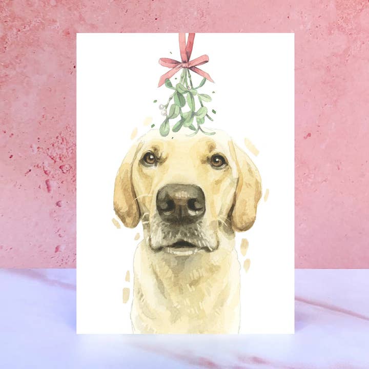 Carte de Noël jaune du Labrador pour la vente par Robert James Hull