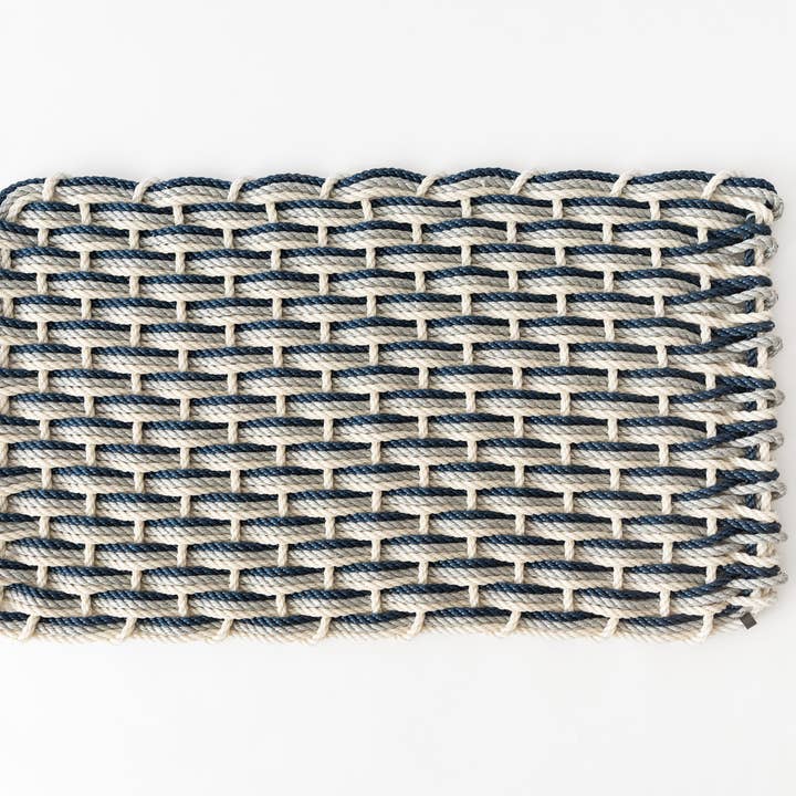 Oyster/Weathered Gray/Navy Doormat for wholesale by The Rope Co.