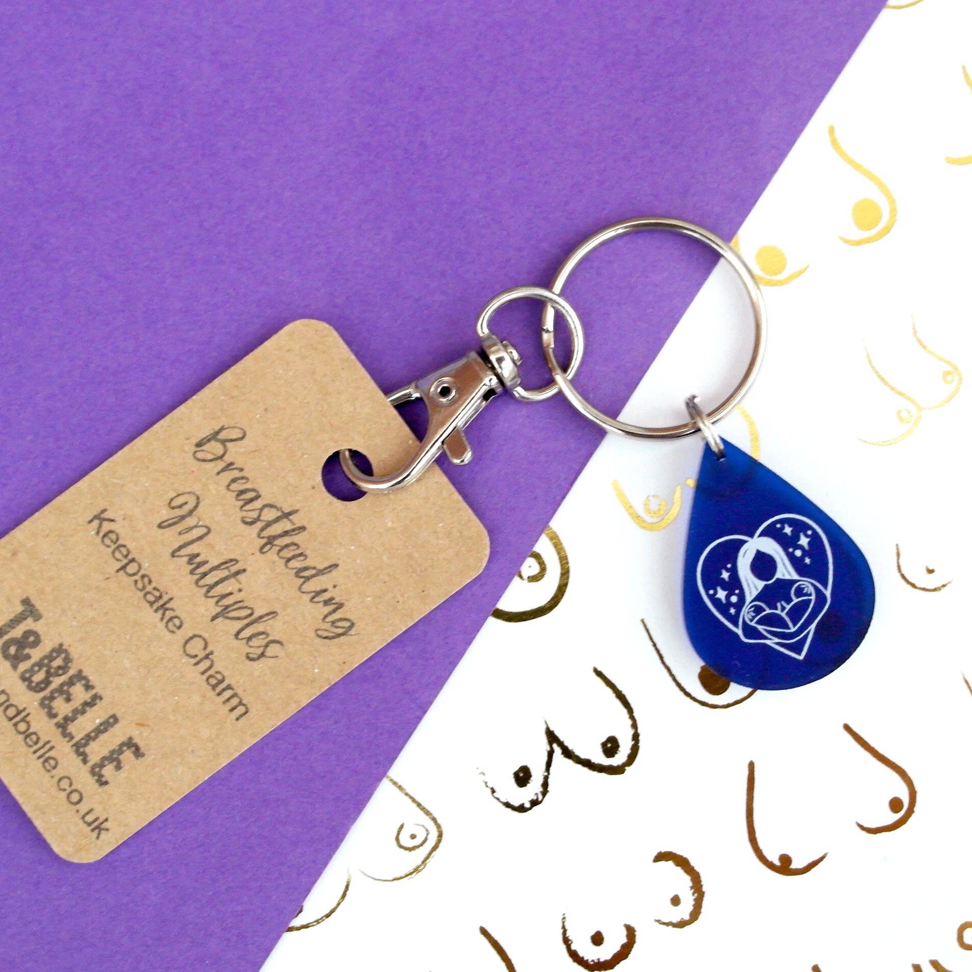 T & Belle – wholesale Keychain – Women's – Breastfeeding Multiples celebration printed charm0