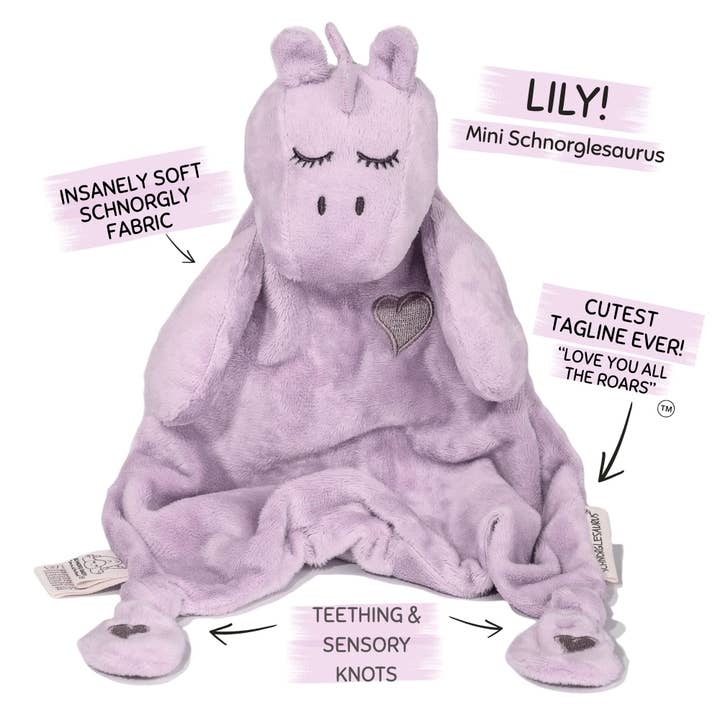 Mini Schnorglesaurus Lily. voor wholesale door SCHNORG BABY