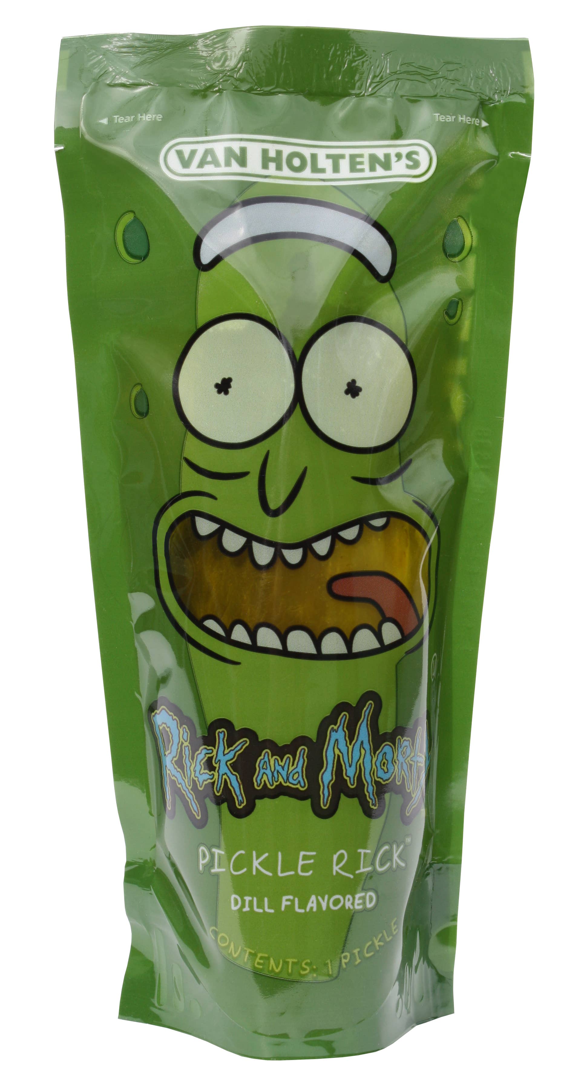 Grandpa Joe's Candy Shop - Wholesale Pickled Vegetables - Van Holten's Rick & Morty Pickle Rick Pouch, 12ct