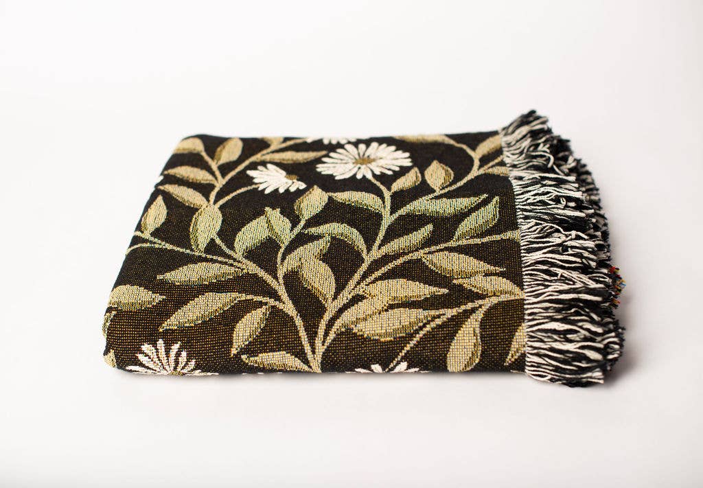 Kindly Woven - Wholesale Throw Blanket - May Blanket – Bramble - Artist Collab – Fringe – USAmade2