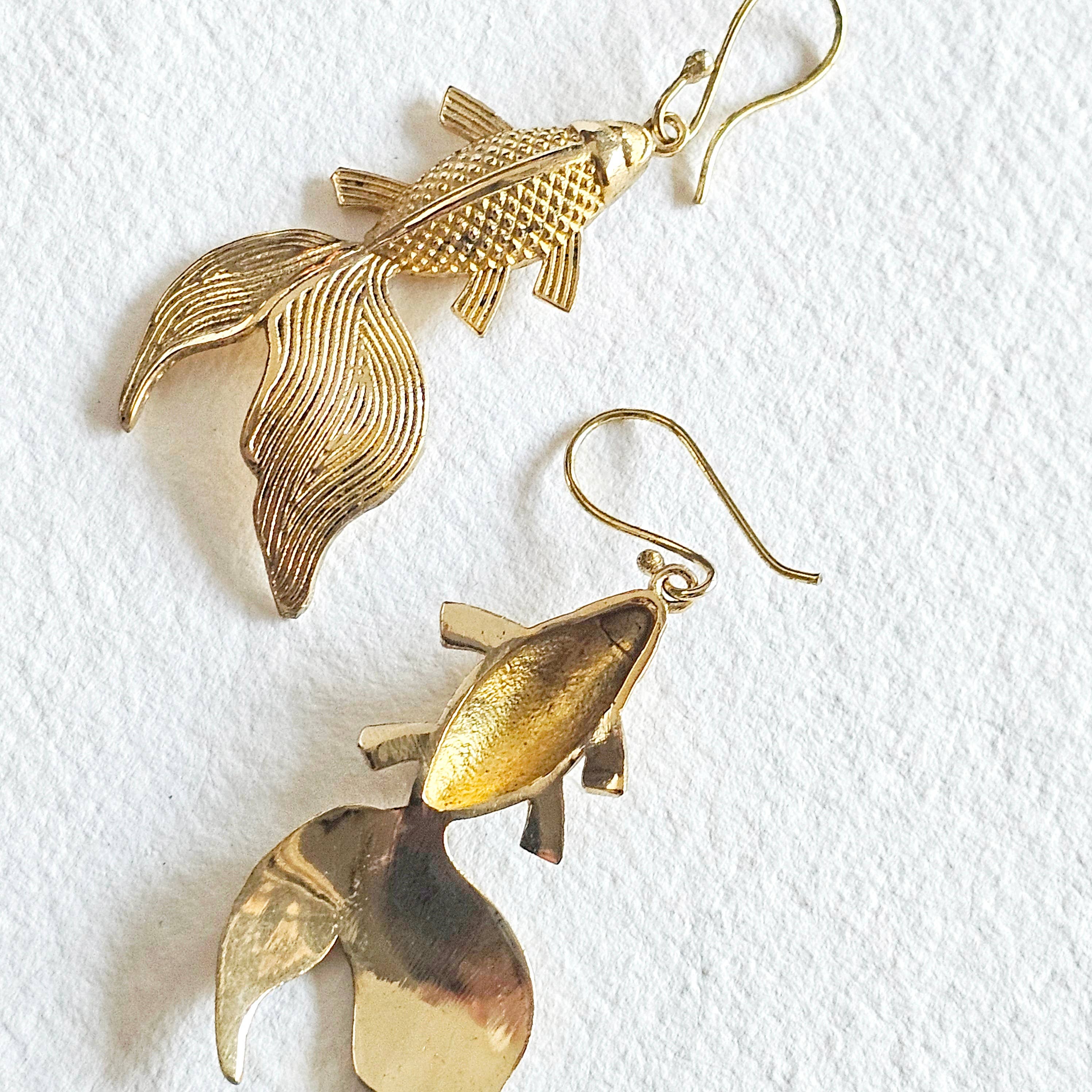 Bisjoux - Wholesale Dangle Earrings - Brass Koi fish design hanging earrings handmade 4