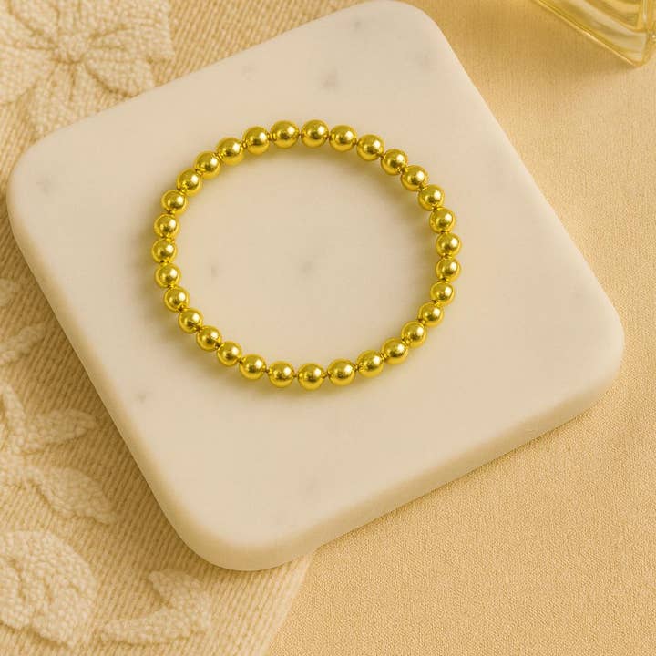 14K Gold Filled Bead Bracelet Stackable Non Tarnish Bracelet Jewelry for wholesale by Brazenly Envied