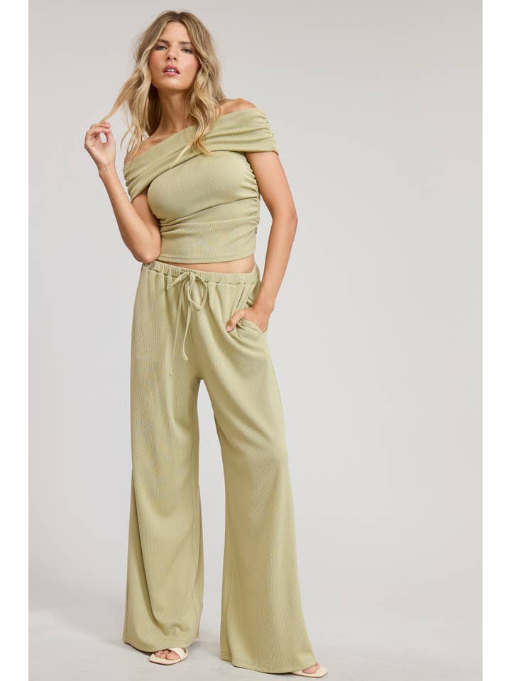 Mimosa - Wholesale Top & Pant Set (NOT Loungewear) - Women's - Off Shoulder Pants Set with Ruched Top17