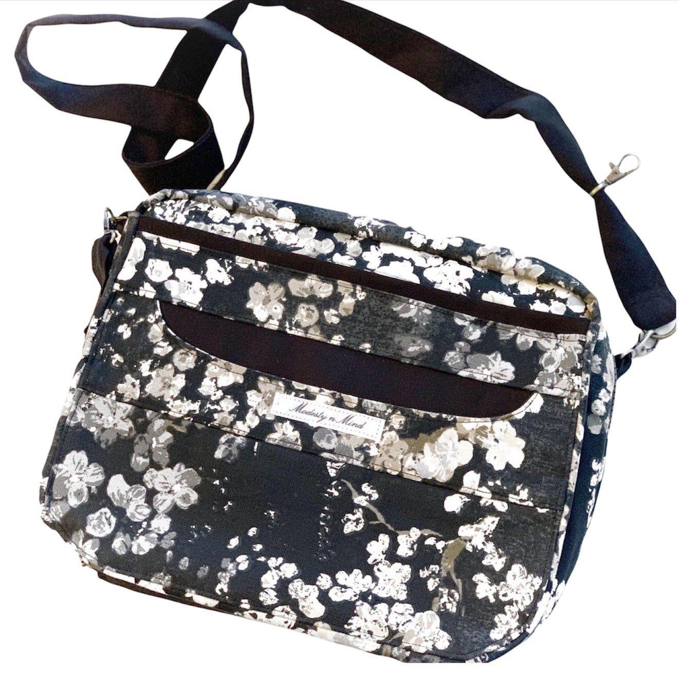 Modesty n Mind - Wholesale Crossbody Bag - Women's - Bible Cover Purse in Black Floral Canvas4