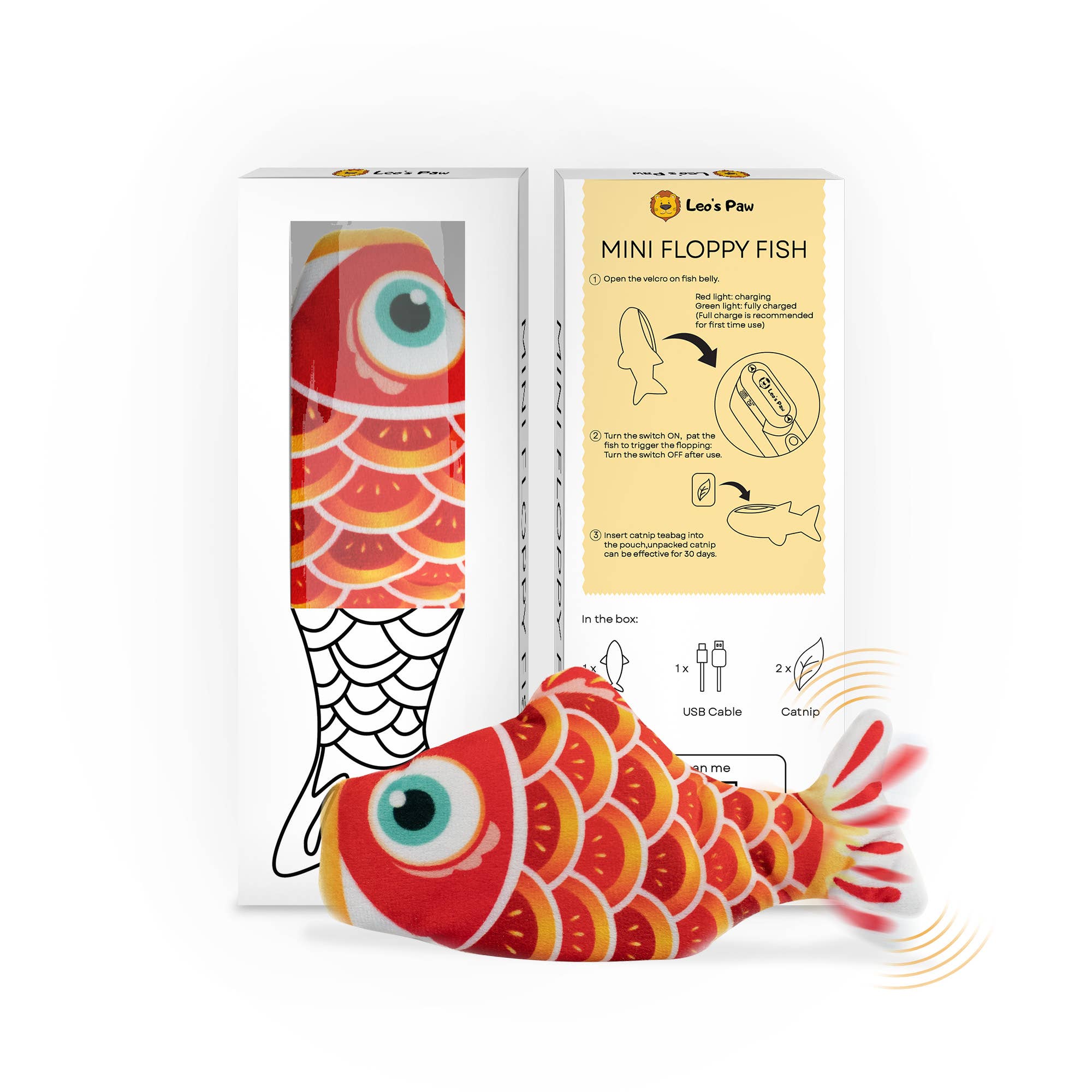 Leo's Paw – Engroshandel Legetøj - Kat – Leo's Paw Mini Floppy Fish - Interaktiv kattelegetøj6