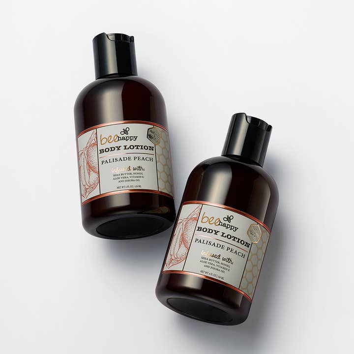 "Palisade Peach" body lotion (4 oz), Shea, Jojoba, Aloe for wholesale by Bee Happy