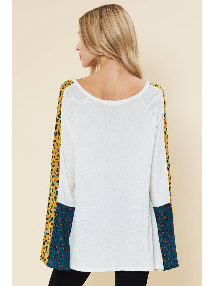 FSL Apparel - Wholesale Tunic - Women's - ST6590 - Bell sleeve top with color contrast leopard print15